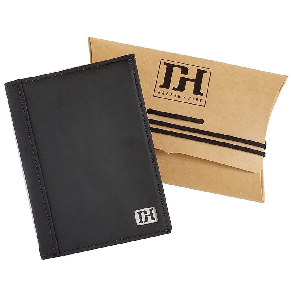Dapper Hide Thin Slim Leather Black Wallet